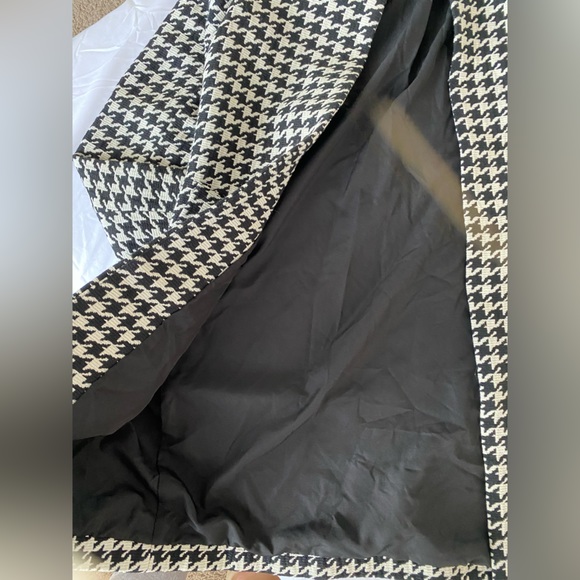 H&M hm Fitted Coat Jacket in Woven Fabric Black White Houndstooth Pattern Size 6 - Picture 13 of 16
